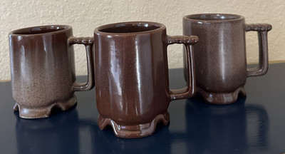 Vintage Frankoma C1 Plainsman Brown Footed Coffee/Tea Mug - Lot 0f 3