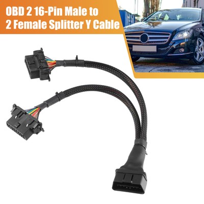 OBD 2 16-Pin Stecker auf 2 Buchsen Splitter Y Kabel 20AWG Adapter Kabel