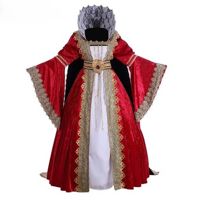 Tudor Queen Elizabeth Red Dress With Cape Set Medieval Tudor Queen Dress Noble