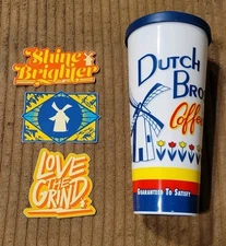 Dutch Bros Sticker X3 & DB Coffee Cup Lot Love Grind Shine Brighter Logo Sticker