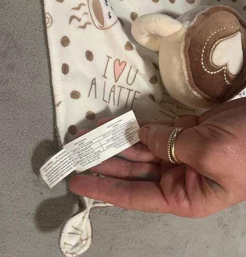 Mary Meyer I Love You A Latte Lovey Security Blanket White Coffee Cup Heart Soft - Picture 5 of 8