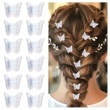 12 PCS Mini Butterfly Hair Clips, White Little Butterfly Hair Accessories Tiny 
