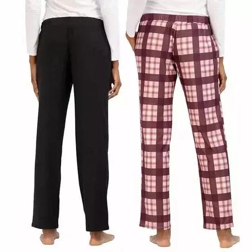 Lucky Brand Damen-Lounge-Hose mit geraden Beinen 2er-Pack-Farbe schwarz/kariert.  Groß - Bild 3 von 3