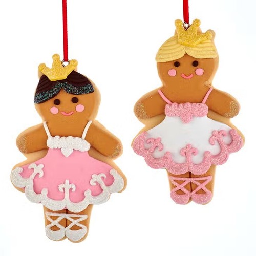 Kurt Adler Gingerbread Clay Dough Ballerina Ornaments,(2) can be Personalized - Picture 1 of 5