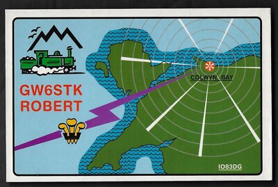 QSL Card''GW6STK,Robert,Train,Coat of Arms,Map of'',Colwyn Bay,North Wales(Q7930)