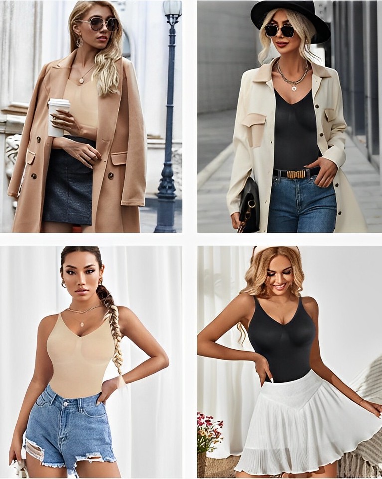 Romper Tummy Control Body Shaper Shapewear Bodysuit Seamless Ribbed Slimming Top eBay