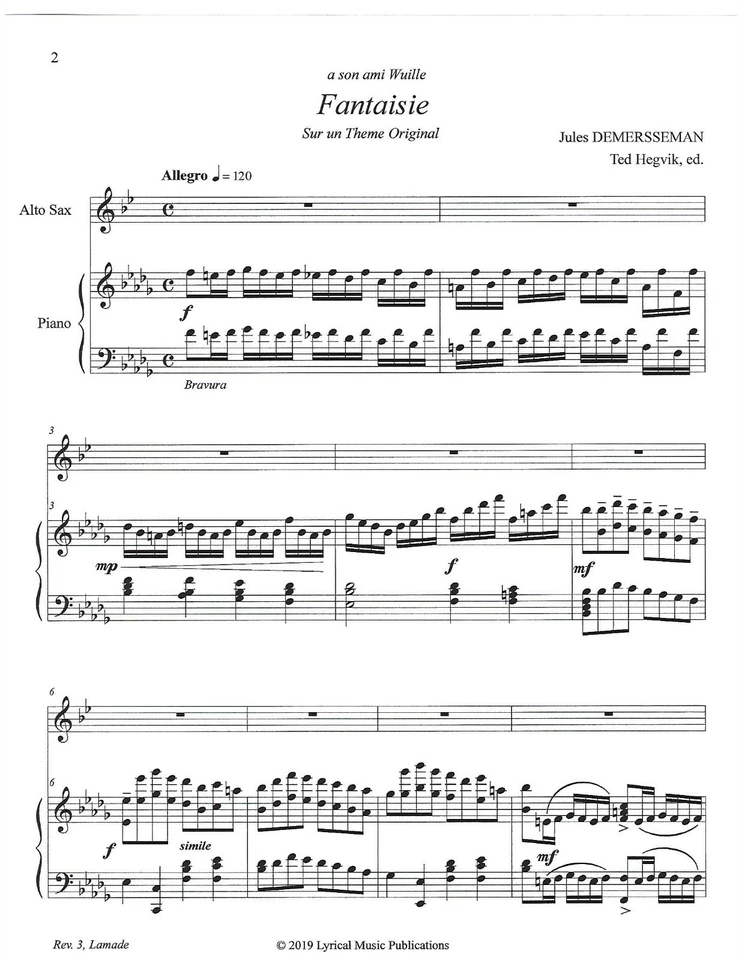 Demersseman Fantaisie for Eb Alto Sax,  NEW 3rd Edition w/CD - ON SALE NOW! - Image 2 of 2