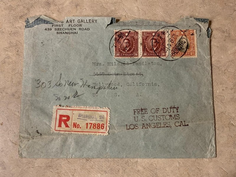 1940 Shanghai China Cover to Hollywood Calif. Registered Duty Free SKU#34815