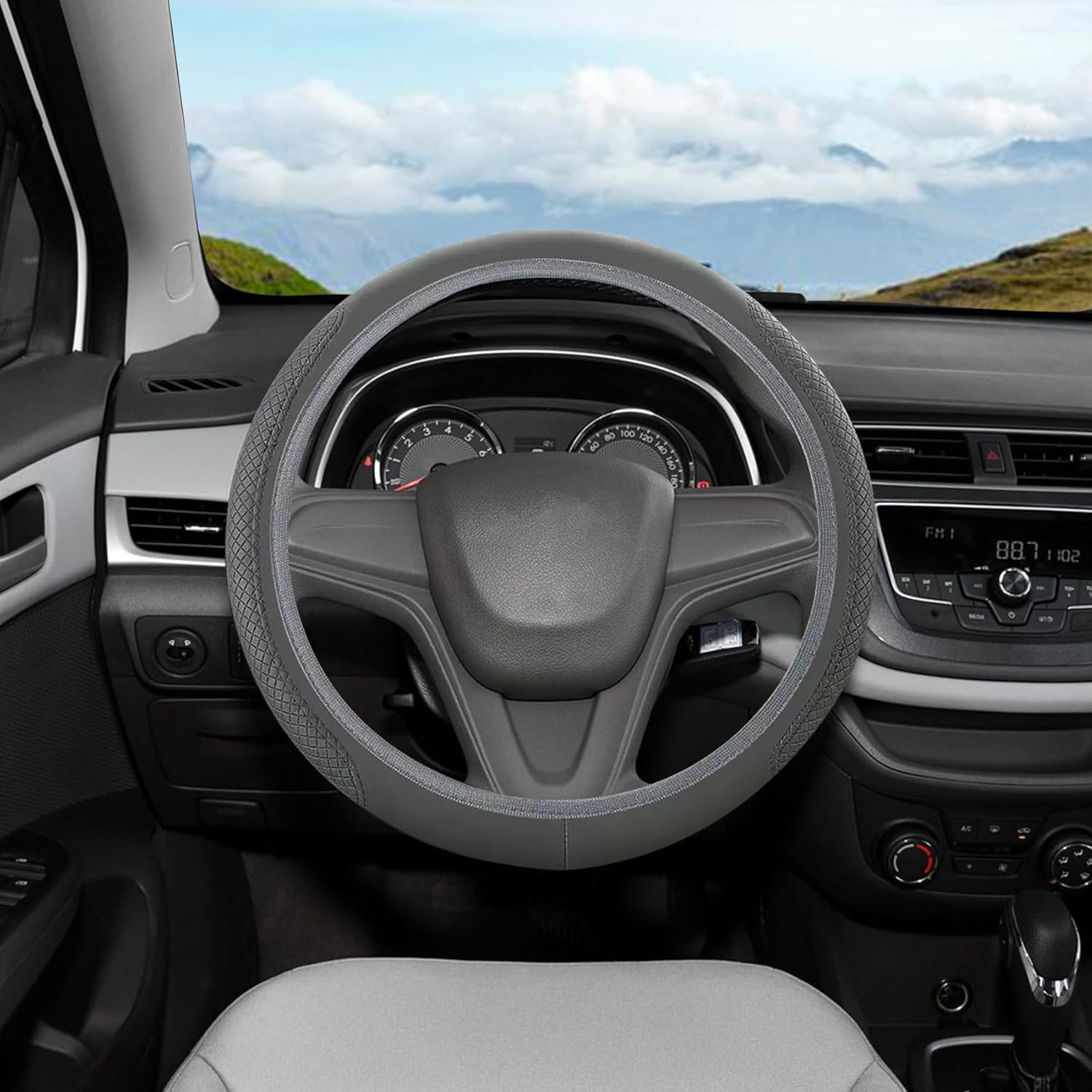 Car Steering Wheel Cover, 15 Inch PU Leather Car Steering Wheel Cover, Universal