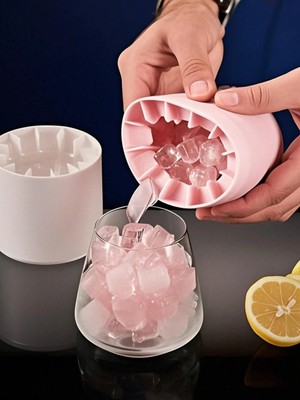 Silikon Tragbare Eisform 3D Zylinder Eiswürfelbereiter mit Deckel Einfaches Lösen