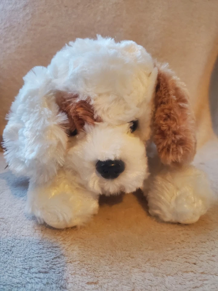 Bearington Bebé Blanco Bronceado Cachorro Perro Peluche Lunares Rosa Arco 15" Satinado Foto 3 de 4