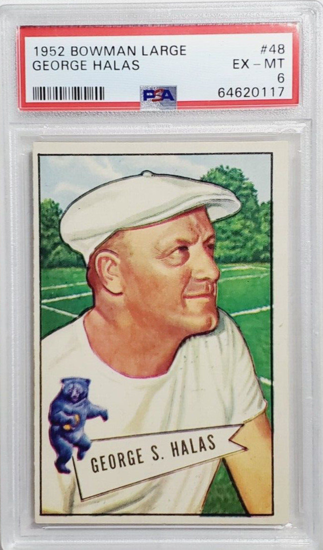 1952 Bowman Large #48 George Halas Rookie Card RC PSA 6 EX-MT Bears "Papa Bear"