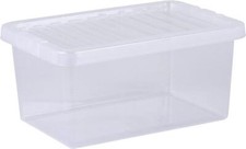 Plastic Storage Boxes With Lids Wham Crystal 11L Small Under Bed - Pack of 5
