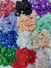 Satin Ribbon Flowers with Pearl Beads, pack of 20 - free post