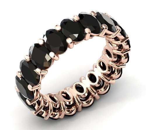 Banda de eternidad de ónix negro relleno de oro de 14 k en anillo de compromiso de plata de ley 925 - Imagen 106 de 109