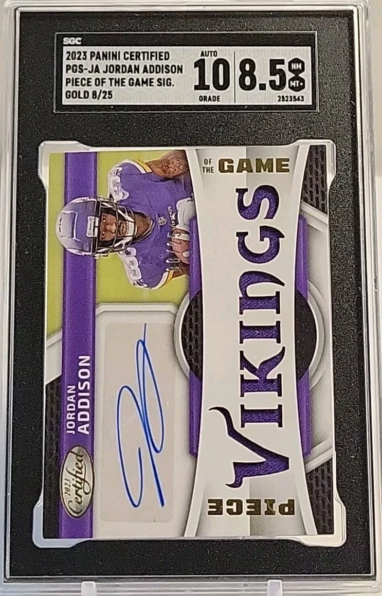 Jordan Addison Panini Certified Piece of the Game Signature Relic #PGSJA Gold