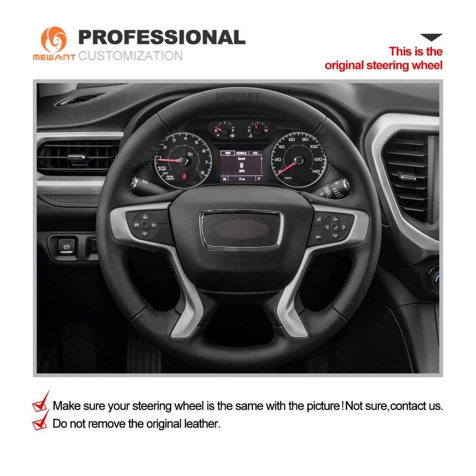 Cubierta de volante de fibra de carbono de gamuza cosida a mano para GMC Acadia Canyon Terrain Foto 2 de 4