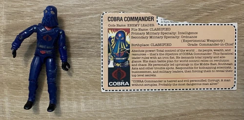 GI Joe 1984 ARAH Hooded Cobra Commander Vintage Hasbro Figure With Card Broken