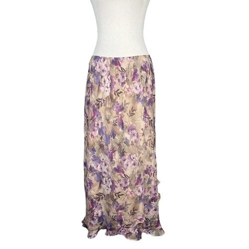 Vintage Y2K Maxi Skirt Womens Medium Floral Print Fairy Cottagecore Flowy Long - Picture 11 of 12