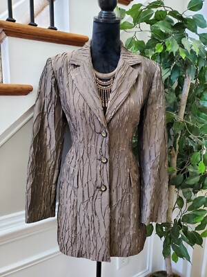 Vintage Serge Dana Brown Polyester Long Sleeve Single Breasted Fitted Blazer 40