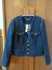 J.Crew V-neck lady jacket in maritime tweed, Navy, size 00, NWT