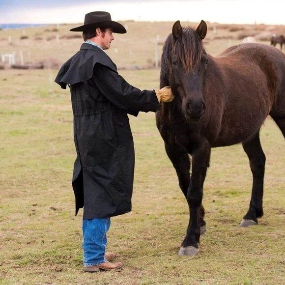 Australian outback extra long black Stockman Duster oilskin