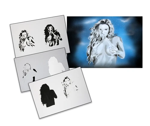 AS-089 pinup girl stencil acrylic airbrush spray wall paint ! Duty-fees free !