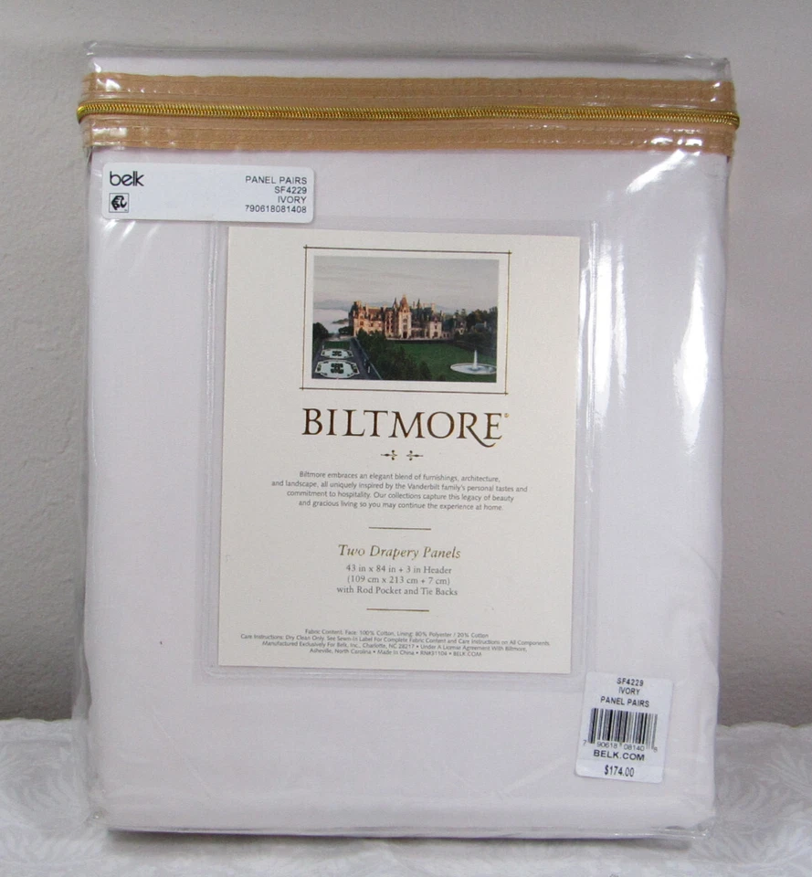 Biltmore IVORY 2-Drapery Panels 43" X 84" + 3"Header w/ Rod Pocket & Tie Backs - Image 4 of 4