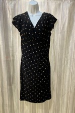 RALPH LAUREN Women’s Black Polka Dot Twist Sheath Stretch Dress Size 14