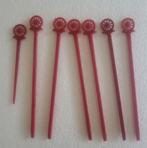 7 VINTAGE RARE COCKTAIL STIRRODS   WAGON WHEEL  ROCKTON ILLINOIS
