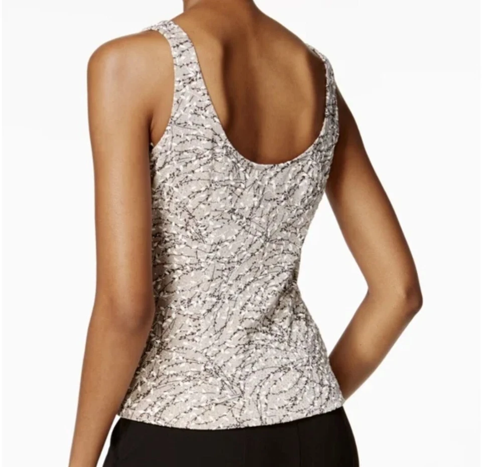 Chaqueta Formal Macy's Alex Evenings Mujer Beige Negro Brillo Manga 3/4 Talla L Foto 3 de 4