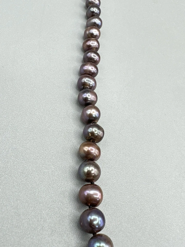 "Collar vintage de perlas negras broche de oro 14k diseño barroco 18 pulgadas" Foto 3 de 4