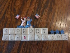 Blossom Bucket Suzi Skoglund Support Our Troops with boy & girl, flags-Block