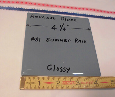 1 pc. Glossy Ceramic Tiles *Blue-Gray * by American Olean 4-1/4''  *Summer Rain*