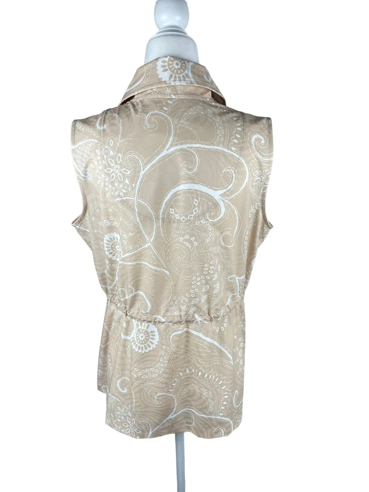 全新带标签女式 1 码 Chico's Zenergy 无袖拉链风衣背心金色米色 — 第 4/4 张图片