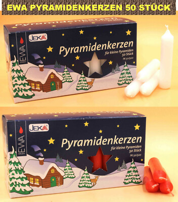 Pyramidenkerzen Weiß / Rot EWA JEKA Ebersbacher Deutsche Qualität Kerze PK50/500
