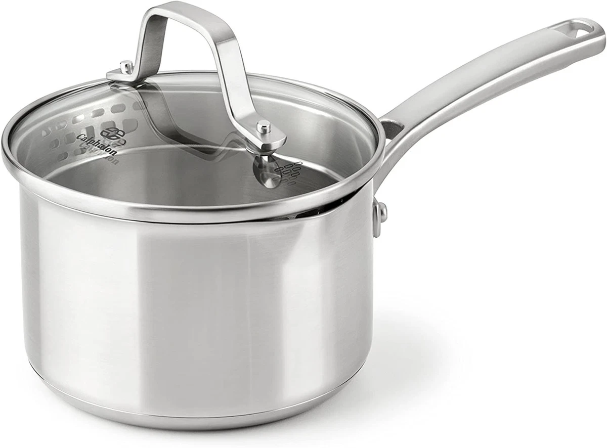 Calphalon Classic Stainless Steel Cookware, Sauce Pan, 1 1.5 Quart, Silver