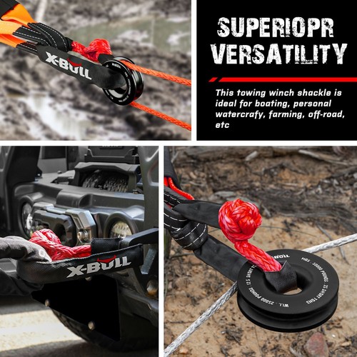 X-BULL Soft Shackle Synthetic Rope Recovery Snatch Ring Block Pulley 50000LBS - Picture 6 of 11