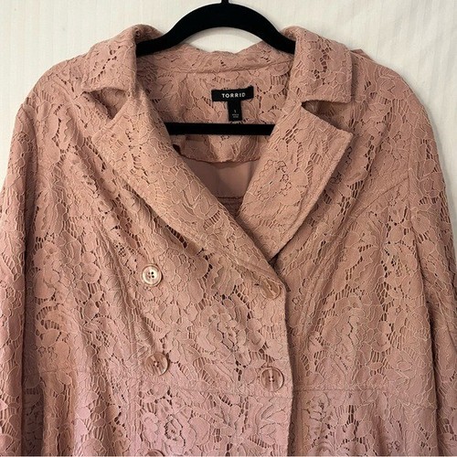 Trench cappotto in pizzo rosa torrido 1X - Foto 10 di 13