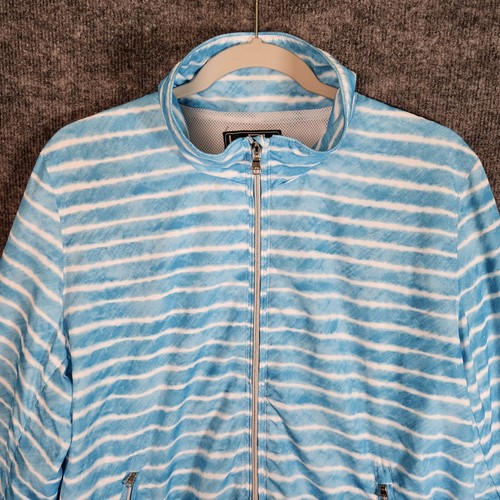 Ralph Lauren Active Jacket Womens XL Blue White Stripe Lined Full Zip Beach - Picture 2 of 11