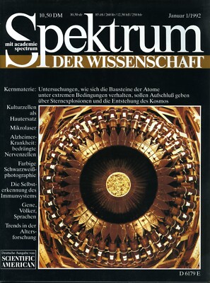 Spektrum der Wissenschaft 1/1992 - Immunsystem, Quark-Materie, Amyloid-Protein
