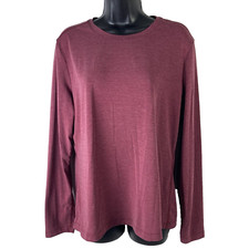 NoBull Women L Lightweight Long Sleeve Tee Shirt wine performance tencel