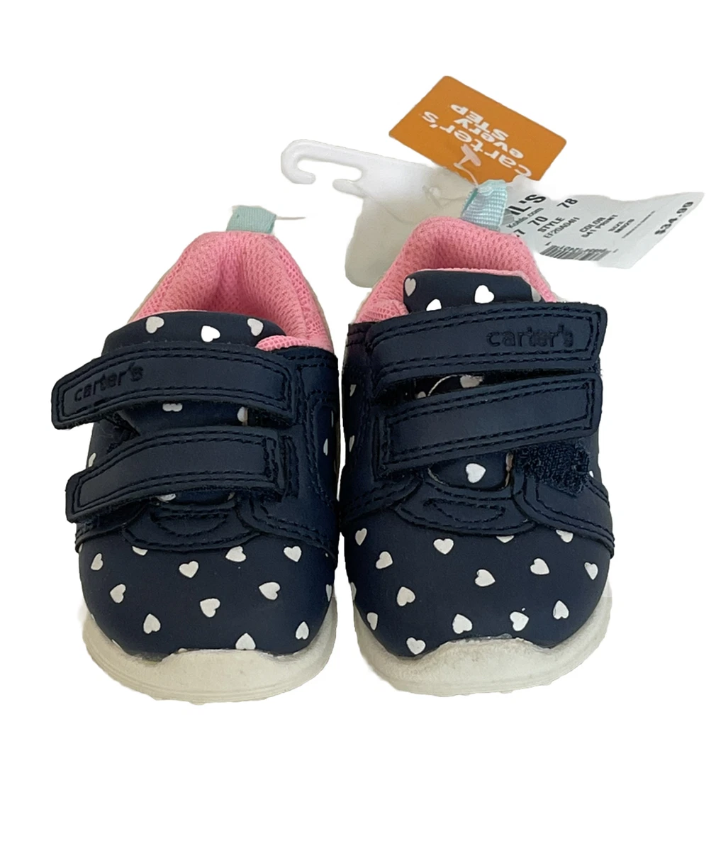 Carter s Every Step Baby Girls Relay Sneaker Blue White Hearts