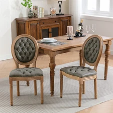 Set of 2 Wood Dining Chair Upholstered Kitchen Dining Chair w/ Wood Legs