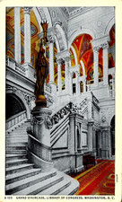 Grand Staircase, Library of Congress, Washington, D.C. Vintage Unposted Postcard