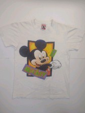 VTG MICKEY MOUSE YOUTH WHITE GRAPHIC TEE YOUTH SIZE L