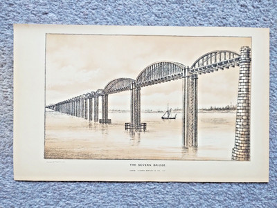 The Severn Bridge - Antique Print - 1891