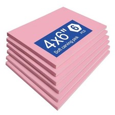 4 x 6" Pink Rubber Carving Blocks, 6 Pack Soft Linoleum Blocks for