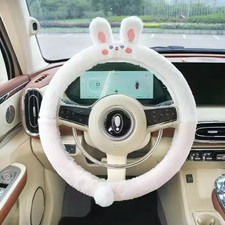 Cute Rabbit Cartoon Plush Steering Wheel Cover 15 In - 38cm Cute Cute Rabbit Cartoon Plush Steering Wheel Cover 15 In - 38cm Cute