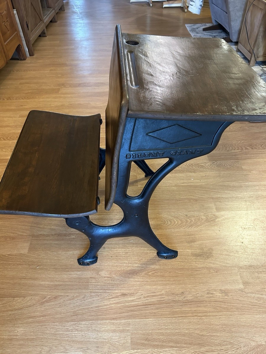 Antique Silent Giant Industrial Child School Desk Folding